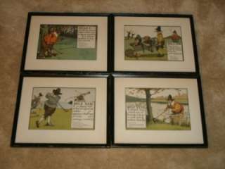 Vtg Lot 4 Charles Crombie Rules of Golf Framed Prints  