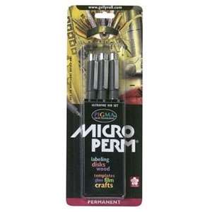 Sakura Microperm Assorted 3pk BLACK Ink Pens 01,03,05 Set  