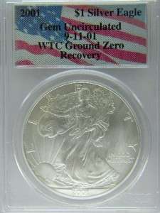   Eagle GEM Uncirculated 9 11 01 WTC Ground Zero Recovery /D 998  