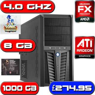 OVERCLOCKED AMD BULLDOZER 4.0GHZ ATI HD 6450 1TB FAST GAMING COMPUTER 