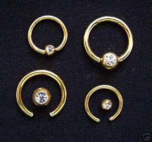 Klemmkugelring Piercing Ring BCR gold TITAN Kristall  
