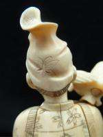 Exquisite Japanese Carved Ox Bone Figure ca1900   