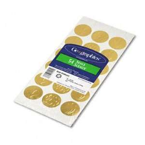  Geographics 45204   Self Adhesive Embossed Seals, Gold, 54 