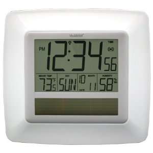 Solar Atomic Digital Wall Clock Indoor Temp and Humidity WT 8112U WH 