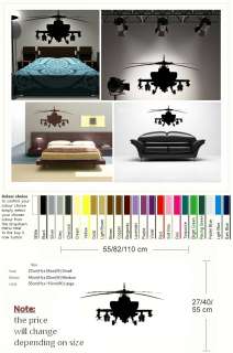 Army HELICOPTER kids bedroom wall art stickers childrens decal graphic 
