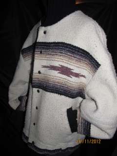 Vtg INDIAN BLANKET Wool Knit Navajo SOUTHWESTERN Jacket Coat Small 