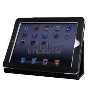   Apple iPad 2 Black Leather Magnetic Smart Case Cover w Stand  