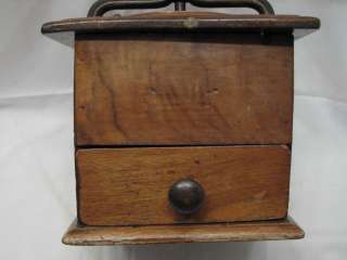 ANTIQUE FRUIT WOOD WOODEN BOX COFFEE GRINDER MILL  
