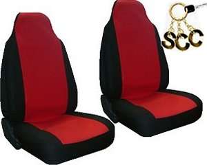 NEW RED BLACK VELOUR CLOTH HIGH BACK SEAT COVERS  