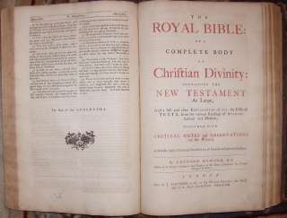 1752 King James Folio Royal Bible W/Copper Plate Engravings  