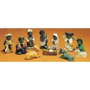  10 Piece African American Christmas Nativity Figurine Set 