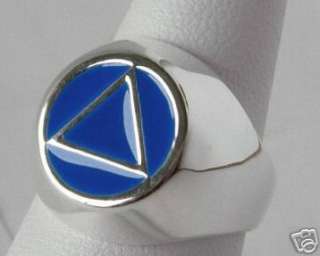SILVER BLUE ALCOHOLICS ANONYMOUS RING SIZE 8 9 10 OR 11  