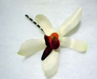 Small Pale Green Orchid with Pink Center Bobby Hair Pin  