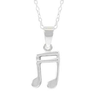 Sterling Silver Plated 8th Music Note Pendant Necklace   16.Opens in 
