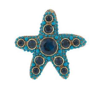 KJL Kenneth Jay Lane Turquoise & Saphire Starfish Pin  