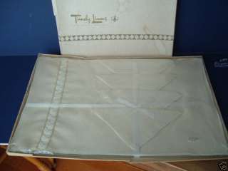 Vintage Pure Linen Placemat Napkin Set White Gold NIP  