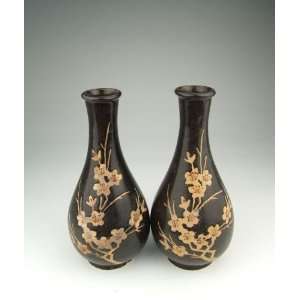  Ware Black Glaze Porcelain Vase with flower pattern, Chinese Antique 