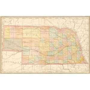  McNally 1887 Antique Railroad Map of Nebraska Office 