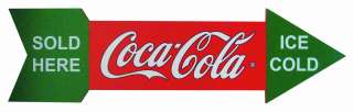 Coca Cola Wood Arrow Sign 24x6.5x0.35