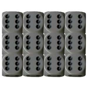  Gray with Black Pips D6 16mm 12 Piece Set: Toys & Games