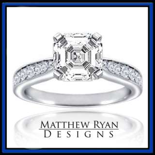   50 ct F G/VS Fascinating Asscher Cut Engagement Diamond Ring in 18k WG