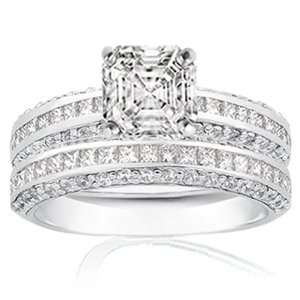 20 Ct Asscher Cut Petite Diamond Engagement Wedding Rings Pave Set 