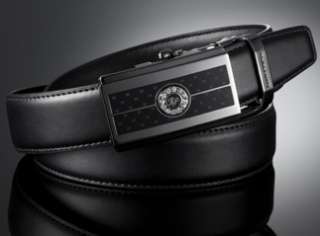 Mens Black Leather Belts with Auto Lock Buckle/ 43 in  