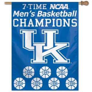 Kentucky Wildcats Flag 7 Time Basketball Champions Outdoor Vertical 