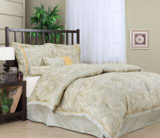   Jacquard Hawaiian Flower Palm Leaf Comforter Bed in a Bag Set, Queen