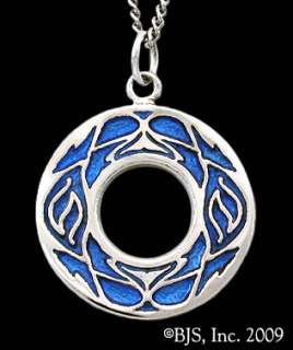   Blue Enameled Element Pendant available in sterling silver & 14k. gold