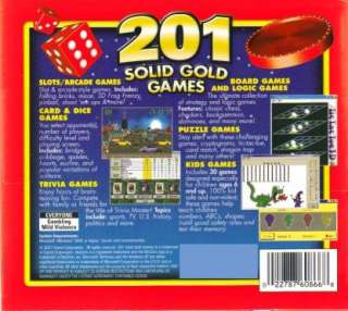 201 Solid Gold Games PC CD cards dice slots puzzle board game 