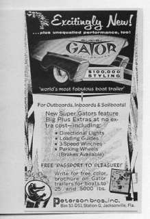 1960 Vintage Ad Super Gator Boat Trailers Peterson Bros. Jacksonville 