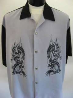 NEW Retro REBEL Dragon Black Rose Bowling Shirt 4X 4XL  