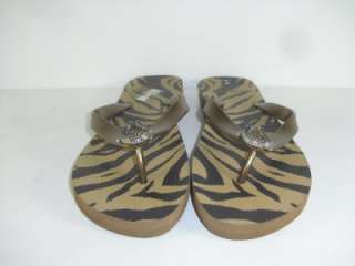 Brighton 7 8 M Zebra Gold Blac Flip Flop Thong Sandal Womens Shoes 
