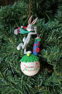 Bugs Bunny Golf Ball Xmas Ornament Warner Bros Happy Holidays Looney 