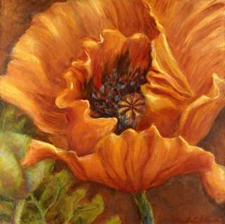 Etienne Orange Poppy Canvas Giclee(16 x 16).Opens in a new window