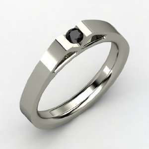    Pintuck Ring, Round Black Diamond 14K White Gold Ring Jewelry