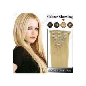    18 7 Piece Light Blonde Color 24 Remy Clip Hair Extensions Beauty