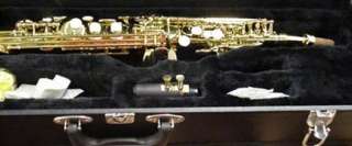   neck straight soprano sax w/case + Selmer saxophone care kit  
