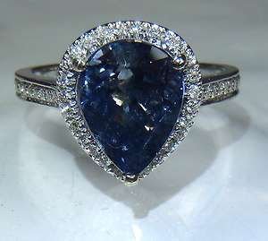 AIGS Certified 18kt W/G 4.54tcw Pear Blue Natural Ceylon Sapphire 