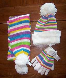 The CHILDRENS PLACE GIRLS KNIT SCARF, HAT, GLOVES SET NWT  