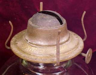 Vintage GLASS KEROSENE LAMP w CRIMPED CHIMNEY (J)  