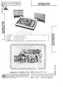 Sams Photofact Manual Columbia Record Club 7012 Player  
