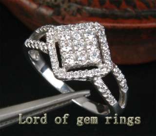   Cluster .55CT Diamond 14K White Gold Halo Engagement Wedding Ring Size