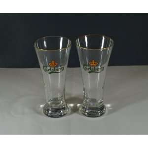  Carlsberg Crown Beer Glass  Set of 2 Glasses Kitchen 