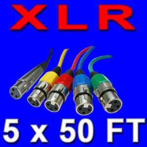 colored xlr to mic microphone DMX cables 50 ft foot  