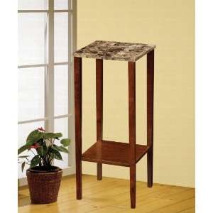 Plant Stand with Faux Marble Top in Cherry Finish by Coaster Furniture