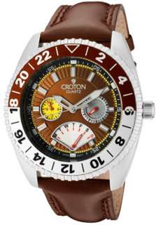 Croton Watch CC311272BRBR Mens Genuine Leather Strap Chronograph 