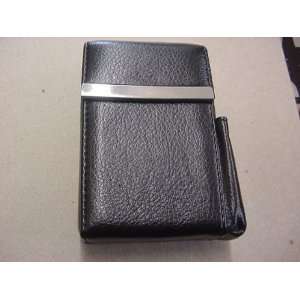  Black Leather Flip Top Cigarette Case 