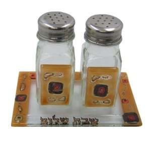 Jewish Holiday and Shabbat Salt & Pepper Shaker SET. Brown and Clear 